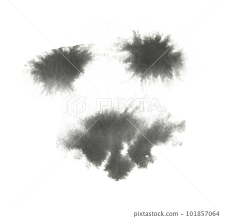 Black Hand drawn Abstract Watercolor Stain Isolated on White Background. Watercolour Spot for Decoration, Poster, Banner, Greeting Cards Design. 101857064