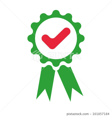 Quality mark, vector. Icon in the form of a quality mark, red and green colors, can be used as a logo. 101857184