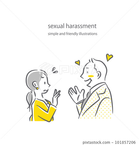 A young female employee who is irritated by a persistent male employee Simple and stylish line drawing illustration 101857206