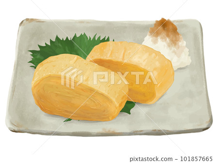 Realistic tamagoyaki (dish, grated radish, perilla) 101857665