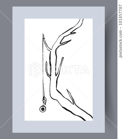 Abstract branches organic tree wall art print 101857787