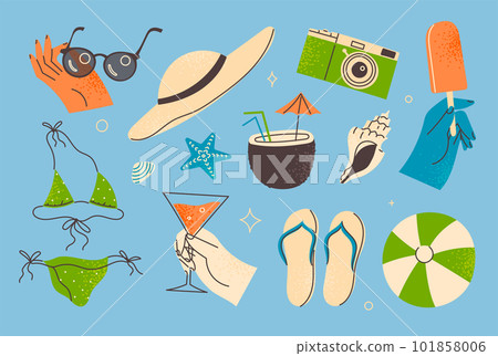 Vector summer set with beach items 101858006