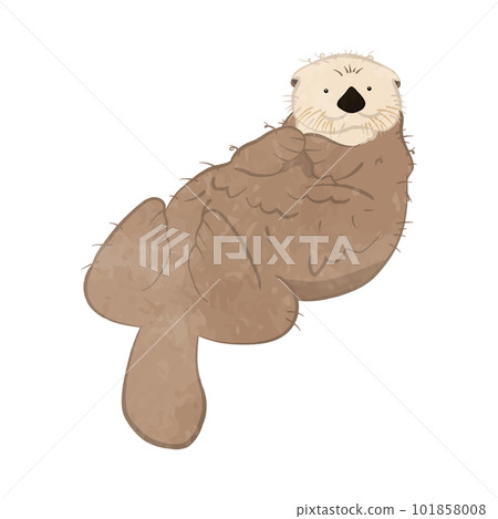 Illustration of a cute sea otter lying down with dot eyes Illustration of a cute sea otter lying down with dot eyes 101858008