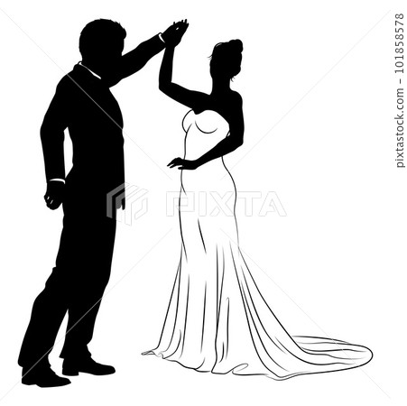 Bride And Groom Couple Wedding Dress Silhouettes Bride And Groom Couple Wedding Dress Silhouettes 101858578