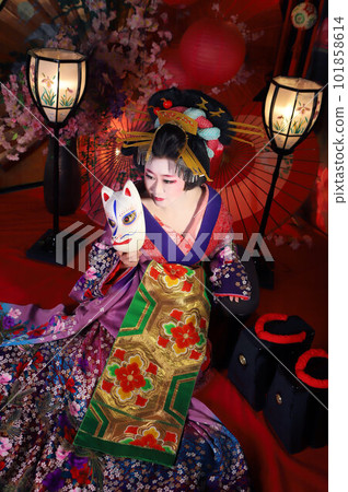 日本女性的花魁體驗、和服變身攝影、和服體驗、觀光地的遊玩體驗活動 101858614