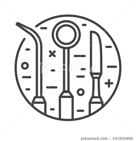 Dentist Instruments Circle Icon in Line Art Dentist Instruments Circle Icon in Line Art 101858900
