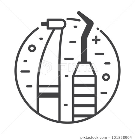 Dentist Instruments Circle Icon in Line Art 101858904