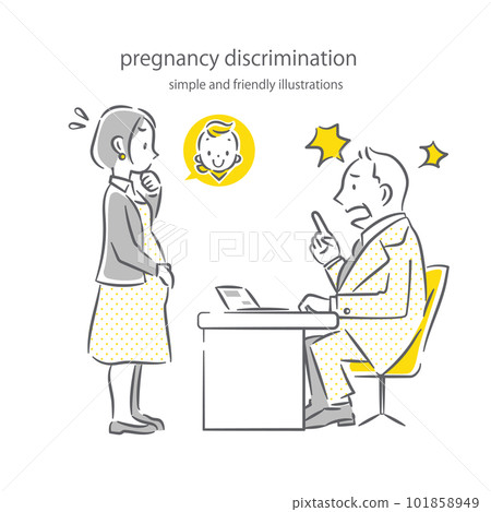 Pregnant female office worker suffering maternity harassment Simple and stylish line drawing illustration 101858949