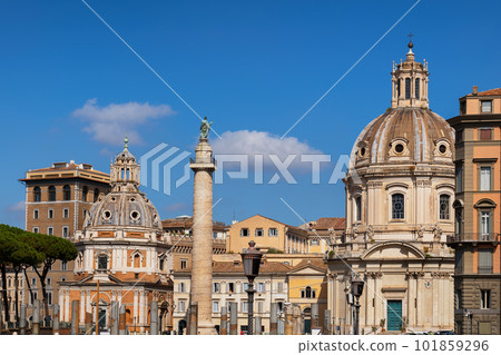 Rome Skyline With Churches And Trajan Column 101859296