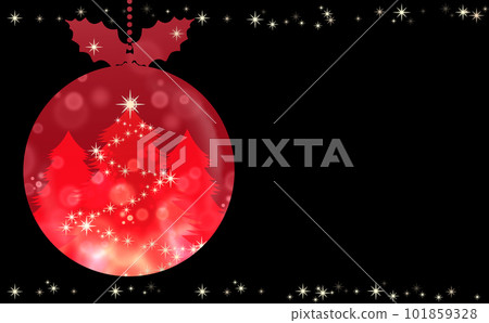 Christmas ☆ Illustration material Glitter tree ornament Red black background Color differences There are differences 101859328