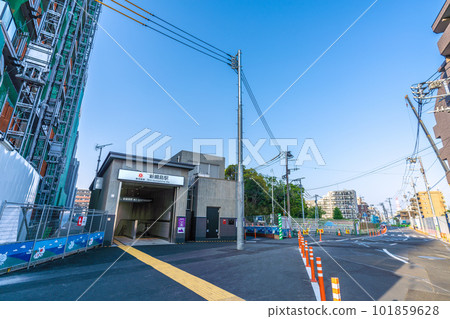 View of the cityscape of Yokohama in Japan, including the south exit of Shin-Tsunashima Station on the Tokyu Shin-Yokohama Line View of the cityscape of Yokohama in Japan, including the south exit of Shin-Tsunashima Station on the Tokyu Shin-Yokohama Line 101859628