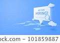 3D Hiring text with magnifier background. Business recruiting and hiring concept. vector art illustration. 101859887