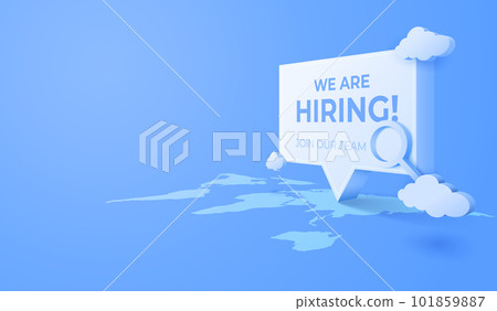 3D Hiring text with magnifier background. Business recruiting and hiring concept. vector art illustration. 101859887