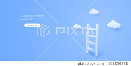 3D Stair with cloud sky background. business opportunities and strategy concept. vector art illustration. 101859888