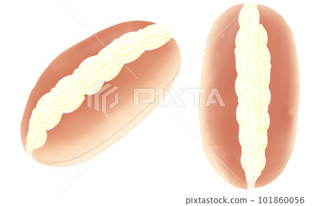 Illustration material ・ Coppépan 2 types set Whipped cream sandwich White background Color difference / difference 101860056