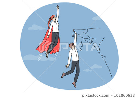 Businesswoman as superhero leave behind male colleague 101860638