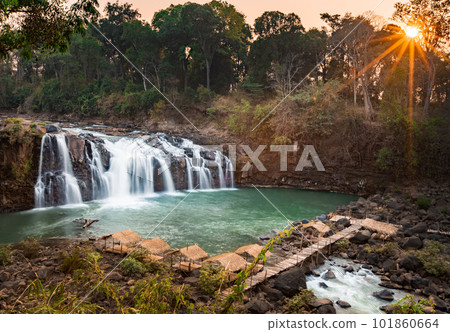 Beautiful Tad Low waterfall. Laos landscape. Sunset Beautiful Tad Low waterfall. Laos landscape. Sunset 101860664