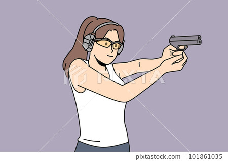 Woman with gunshot shoot at target Woman with gunshot shoot at target 101861035