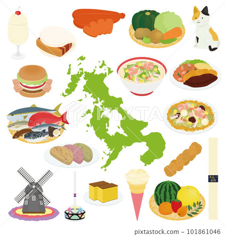 Nagasaki prefecture specialties illustration set 101861046