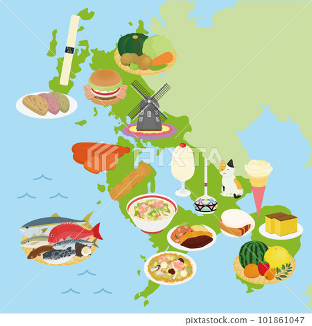 Nagasaki prefecture specialties illustration set 101861047