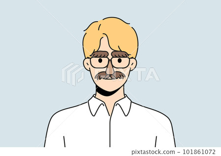 Businessman with moustache and eyebrows disguise Businessman with moustache and eyebrows disguise 101861072