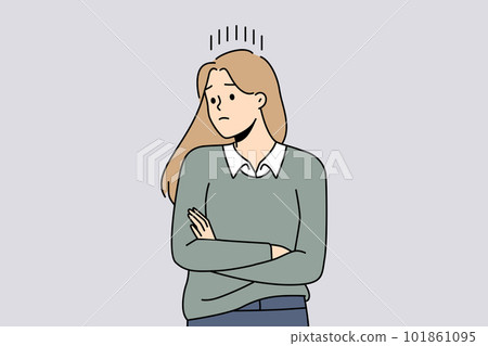 Unhappy woman feel upset frowning Unhappy woman feel upset frowning 101861095