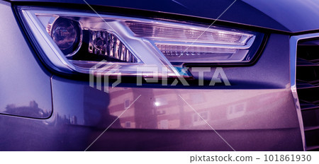close-up headlight of modern prestigious car 101861930