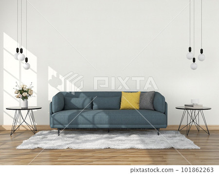 Living room interior in modern style, 3d render with sofa and decorations. 101862263