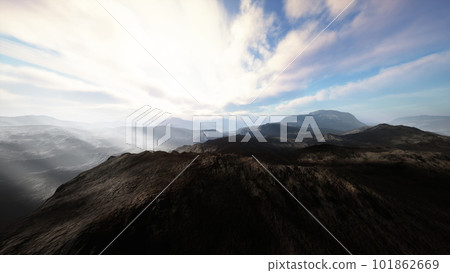 Alpine chains shrouded in the morning fog 101862669