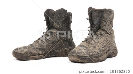 Black shoes, covered in mud Black shoes, covered in mud 101862830