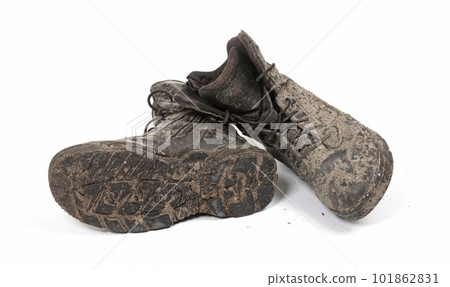 Black shoes, covered in mud Black shoes, covered in mud 101862831