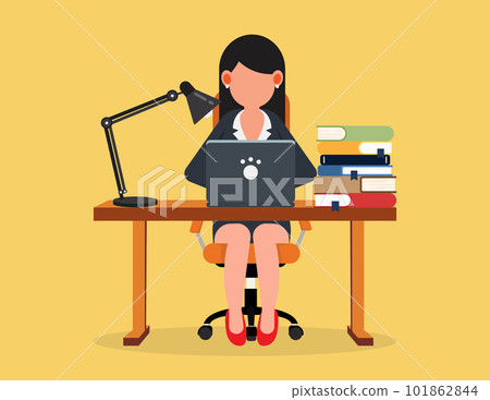 Effective employee, Businesswoman working on laptop computer at desk. Effective employee, Businesswoman working on laptop computer at desk. 101862844
