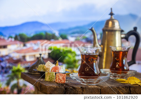 Cup of traditional turkish tea Cup of traditional turkish tea 101862920
