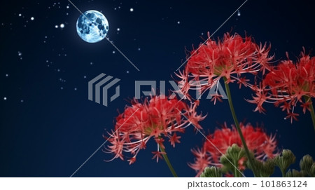 月夜 AI 圖像上的彼岸花 101863124