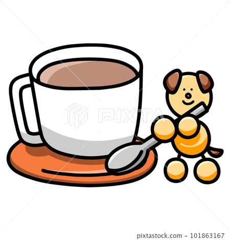 Illustration of a dog serving a drink (horizontal reversed version) dog 101863167