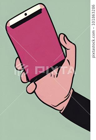 close up hand holding smartphone close up hand holding smartphone 101863286