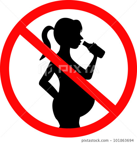 No alcohol during pregnancy sign. Do not drink alcohol during pregnancy symbol. No alcohol for pregnant woman. flat style. 101863694