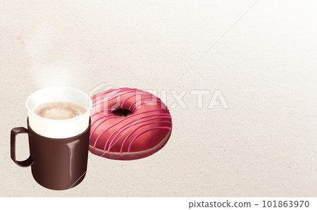 Illustration material, hot coffee & donuts in paper cup with cup holder Retro background with different colors and differences Illustration material, hot coffee & donuts in paper cup with cup holder Retro background with different colors and differences 101863970