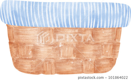 Empty wicker wooden picnic basket watercolor... - Stock Illustration ...