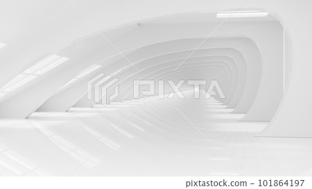 White futuristic tunnel leading to light. White futuristic tunnel leading to light. 101864197