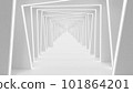 White futuristic tunnel leading to light. 101864201