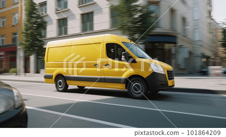 Delivery van concept on abstract fast motion blur background. Generative AI 101864209