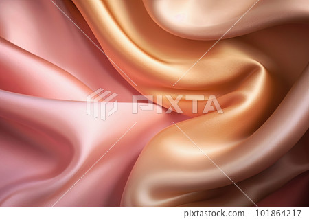 Satin texture pink and yellow gradient fabric background, silk backdrop, closeup. Generative AI Satin texture pink and yellow gradient fabric background, silk backdrop, closeup. Generative AI 101864217