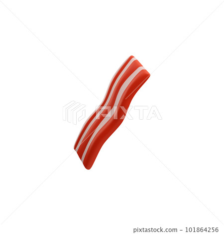 Bacon slice, 3d render - vector illustration isolated on white background. Bacon slice, 3d render - vector illustration isolated on white background. 101864256