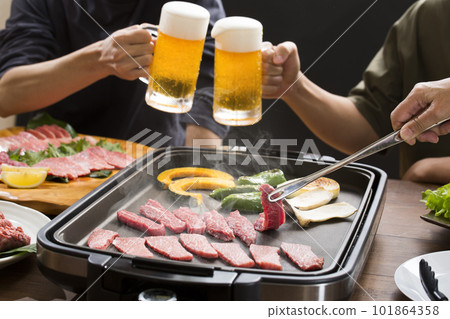Yakiniku at home toast with beer 101864358