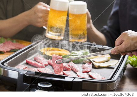 Yakiniku at home toast with beer 101864368