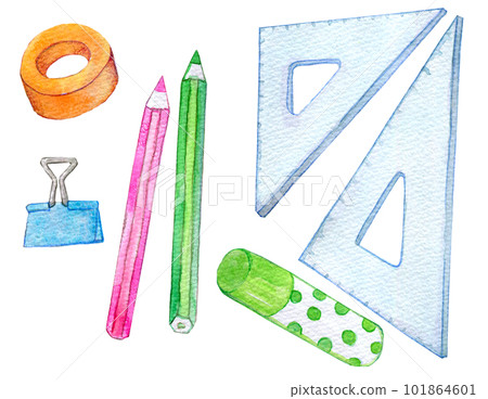 Stationery set watercolor illustration hand-drawn illustration 101864601