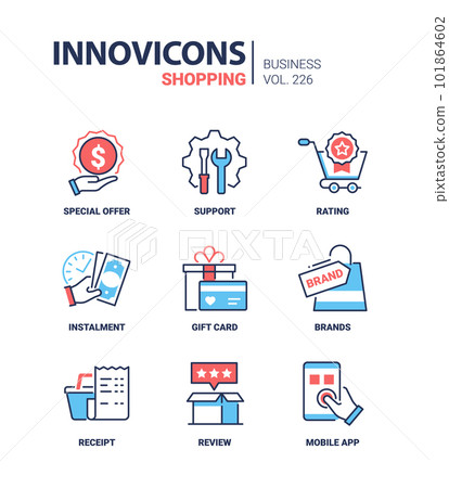 Special offers and gifts - line design style icons set 101864602