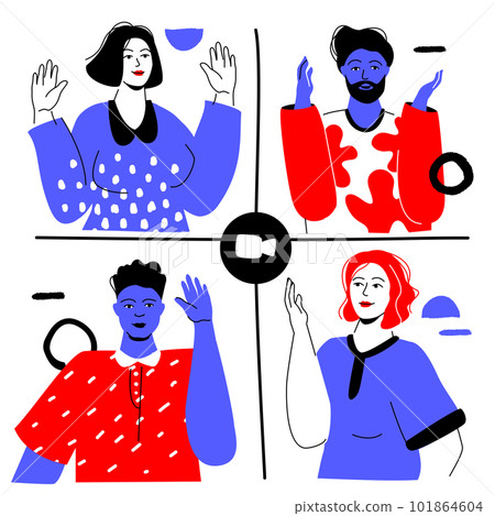 Online video chat - colorful flat design style illustration Online video chat - colorful flat design style illustration 101864604