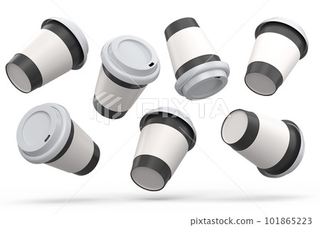 Set of paper coffee cups for cappuccino, americano, espresso, mocha, latte 101865223